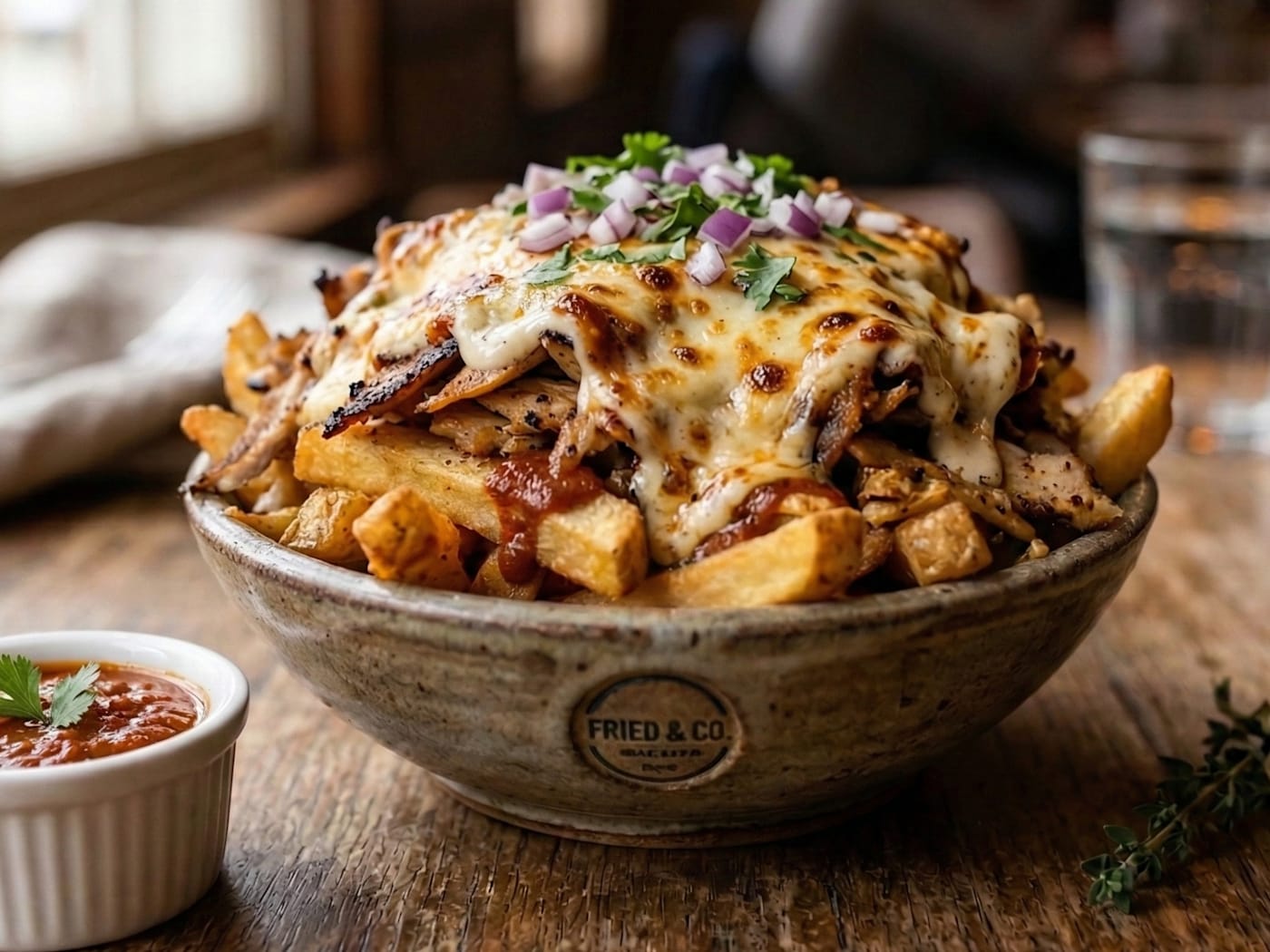 Kebab con patatas y queso